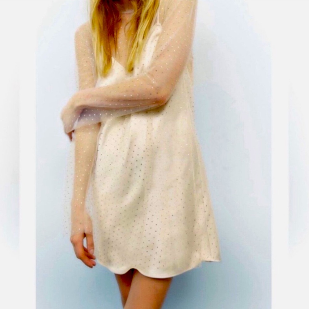 New Zara Gold Rhinestone Mini Dress - Picture 5 of 16